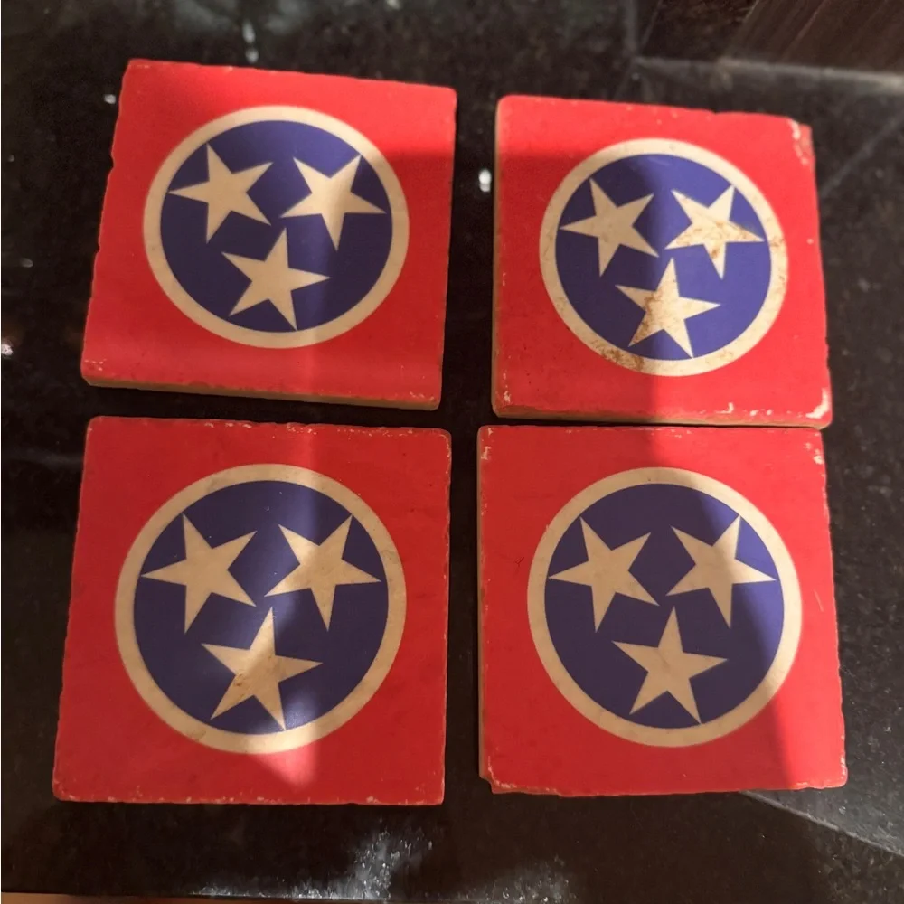 Tennessee Marble Coasters Red + Blue